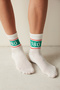 Retro 1980 White-Green 2-Piece Socks - 2