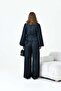 Women's Comfortable Fit Pants Glitter Suit Black 30863 - 7