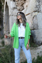 Pistachio Green Plain Cardigan - 2