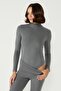 Women's Collared Snap Fastener Thermal Bodysuit 405155 / 409004 Smoked - 4