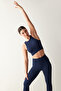 Navy Blue Halter Neck Seamless Crop Top