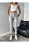 Women's Gray Plus Size Jogger Cotton Lined Winter Sweatpants with Elastic Waist and Cuffs in Diver Fabric - 3