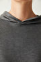 Dark Gray Long Sleeve Hooded Thermal Sweatshirt - 6
