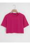 Women's Oversize Crew Neck Plain Crop T-Shirt – Fuchsia