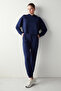 Navy Blue Hooded Silky Feel Sweatshirt - 4