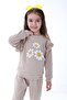 Daisy Embroidered Ruffled Shoulder Ribbed Cotton Girl's Top and Bottom Tracksuit Set - 2