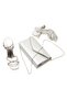 Women's Stoned Shoes Bag Combination Silver - 2