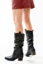 Women's Western Cowboy Leather Embroidered Bellows Boots - 5