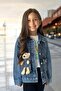 Girl's Teddy Bear Denim Jacket with Pocket Detail and Button Closure, Cotton - 3
