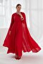 Multi Chiffon Cape Dress Red
