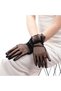 Short Length Lycra Laced Adult Tulle Gloves Black Color