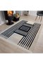 Nora 04 Navy Blue Beige Striped Modern Woven Base Decorative Living Room Carpet - 2