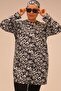 1727 Model - Large Size Black Hijab Swimsuit Set, Long Sleeve and Leaf Pattern - 4
