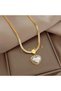 Venetian Pearl Heart Necklace Italian Chain Steel Gold |   Mother's Day Gift |   Woman - 7
