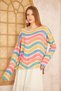 Women's Rainbow Casual Oversize Boat Neck Sweater 3478 - 3