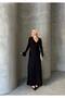 Deep V-Neck Ribbed Spanish Sleeve Knitwear Maxi Dress - 3