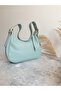 Women's Patent Leather Belt Detail Baguette Handle Bag - 3