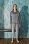 Gray Original Patterned Exclusive Velvet Girl's Pajama Set - 3