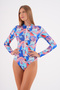 Zipped Long-Sleeved Swim Trunks Jumpsuit Swimsuit - 4