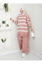Wonderful Striped Knitwear, Comfortable and Stylish Trousers, Two-Piece Suit