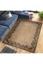 Lina Collection Black Floral Border Detailed Jute Look Woven Base Decorative Carpet Lina47 - 3