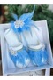 Luxury Design Crystal Pearl Stone Brooched Feathered Maternity Mother Crown Slippers Hospital Delivery Set Crown Blue - 3