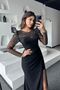 Stone Embroidered Long Tulle Sleeve and Allerli Crepe Design Evening Dress Full Pattern - 2