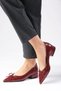 Beatrix Burgundy Color Patent Leather Short Heeled Women's Shoes - 6