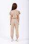 Crew Neck Paca Elastic Beige Color Girls' Two-Piece Set - 4