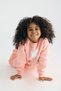 Crew Neck Long Sleeve Salmon Color Girl's Double Suit - 4