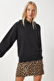 Women's Black Hooded Sweatshirt Ow00050 - 3