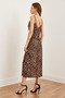 Women's Leopard Brown Strap Adjustable Midi Satin Dress Elb- 19002270 - 7