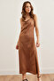 Women's Camel Strap Adjustable Midi Satin Dress Elb- 19002270 - 5