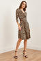 Women's Leopard Stone Floral Double Breasted Knitted Dress Elb- 19000962 - 2