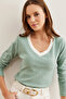 Women's Mint Green White Collar Detailed Raised Lycra Blouse Blz- 19002746 - 4