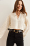 Women's Ecru Perforated Buttoned Crop Knitwear Cardigan Hrk- 19000311 - 3