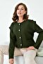 Women's Sleeve Detailed Cardigan Khaki 20807 - 3