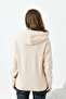 Women's Hooded Sweater Beige 20753 - 7