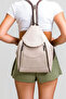 2056 Real Leather Women's Crossbody Backpack Beige/Brown - 8