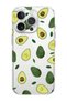 iPhone 16 Pro Max Compatible Avocado Pattern Transparent Silicone Phone Case