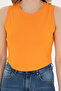 Women's Orange Crew Neck Crop Basic T-Shirt 50288570-Vr051 - 6