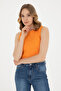 Women's Orange Crew Neck Crop Basic T-Shirt 50288570-Vr051 - 3