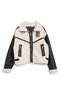 Women's Biker Coat with Suede Appearance Sleeves, Zipper Closure, Fur - 3