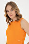 Women's Orange Crew Neck Crop Basic T-Shirt 50288570-Vr051 - 2