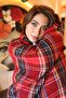 شال كتف منقوش باللون الأحمر - 70X180 سم، موديل 1202 - 3