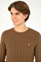 Men's Slim Fit Crew Neck Khaki Melange Basic Sweater 50288883-Vr125 - 2