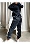 Winter Cotton Jogger Leg Black Unisex Tracksuit - 2