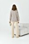 Women's Striped Double Suit Beige 20796 - 7