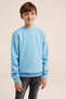 Unisex New Season 3 Thread Ribbed Oversize Baby Blue Baby - Kids Sweatshirt - 2