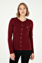 Women's Claret Red Basic Knitwear Cardigan 50288991 -Vr014 - 3